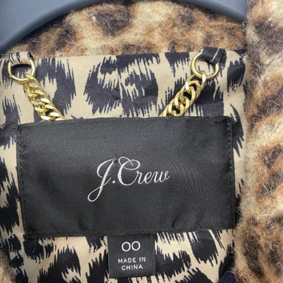 J. Crew Animal Trench Coat Double Leopard 00 Wool Textured - Picture 10 of 13